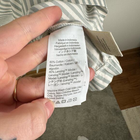 Madewell Button-Back Easy Dress in Stripe York Stripe Sage Mist Size S Summer - Picture 9 of 10